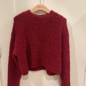 Halogen Cozy Red Bouclé Pullover Sweater